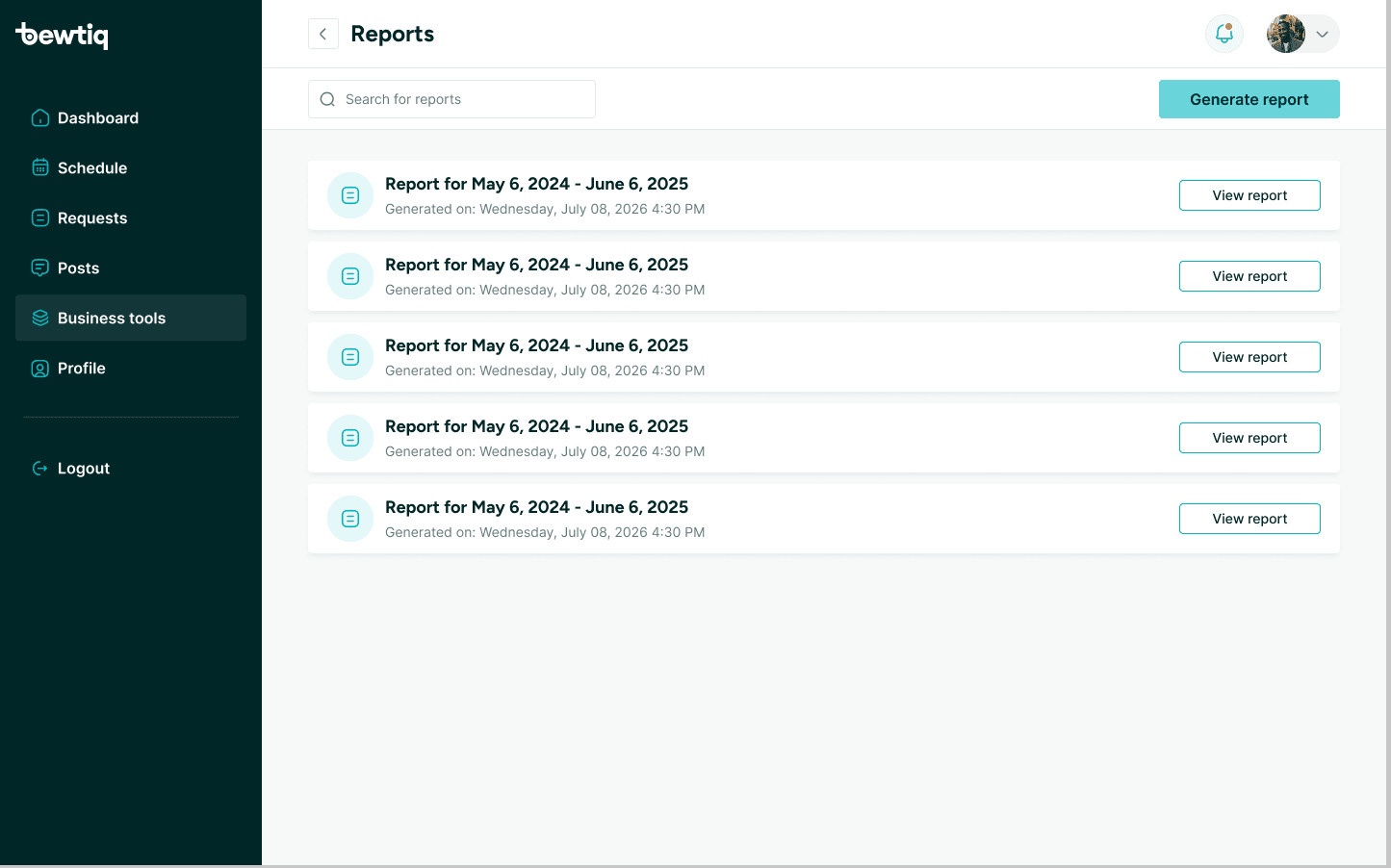 Bewtiq Revenue & Booking Reports